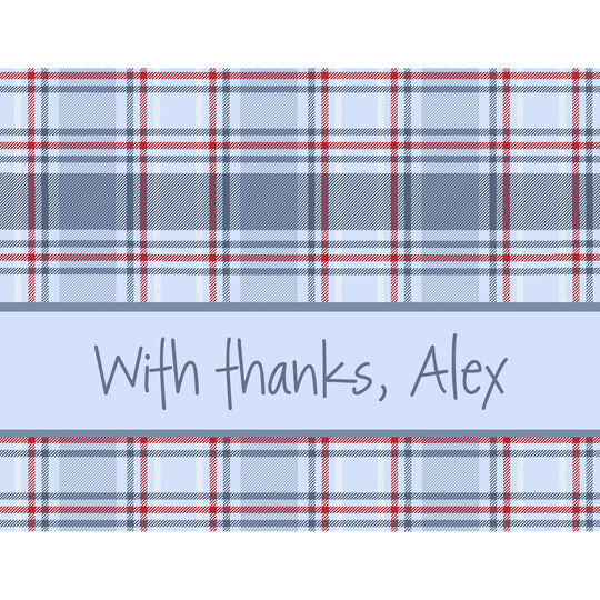 Blue Plaid Folded Note Cards